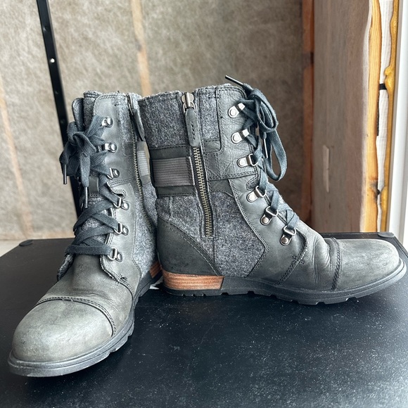 Sorel Major Carly Zip Lace Boot Womens size 8.5 black & Grey - Picture 6 of 11